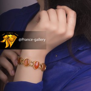 دستبند عقیق یمنی اصل روکش طلا زرد