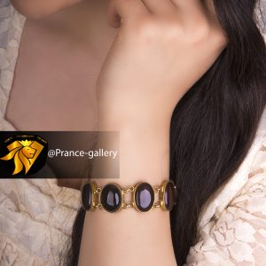 دستبند عقیق زنانه روکش طلای زرد