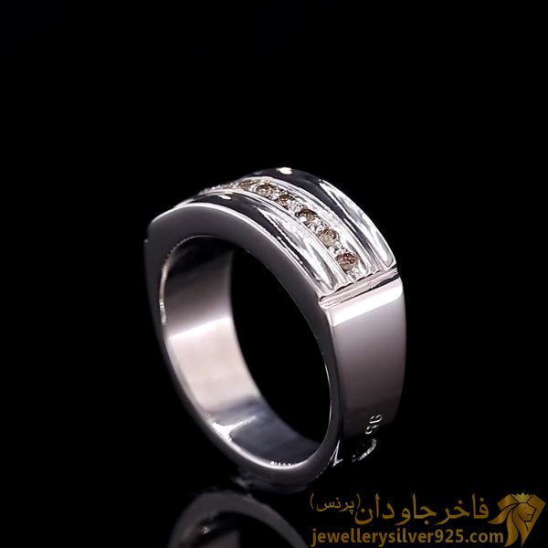ست حلقه ازدواج نقره با سنگ الماس کد 13375719 تصویر چهارم